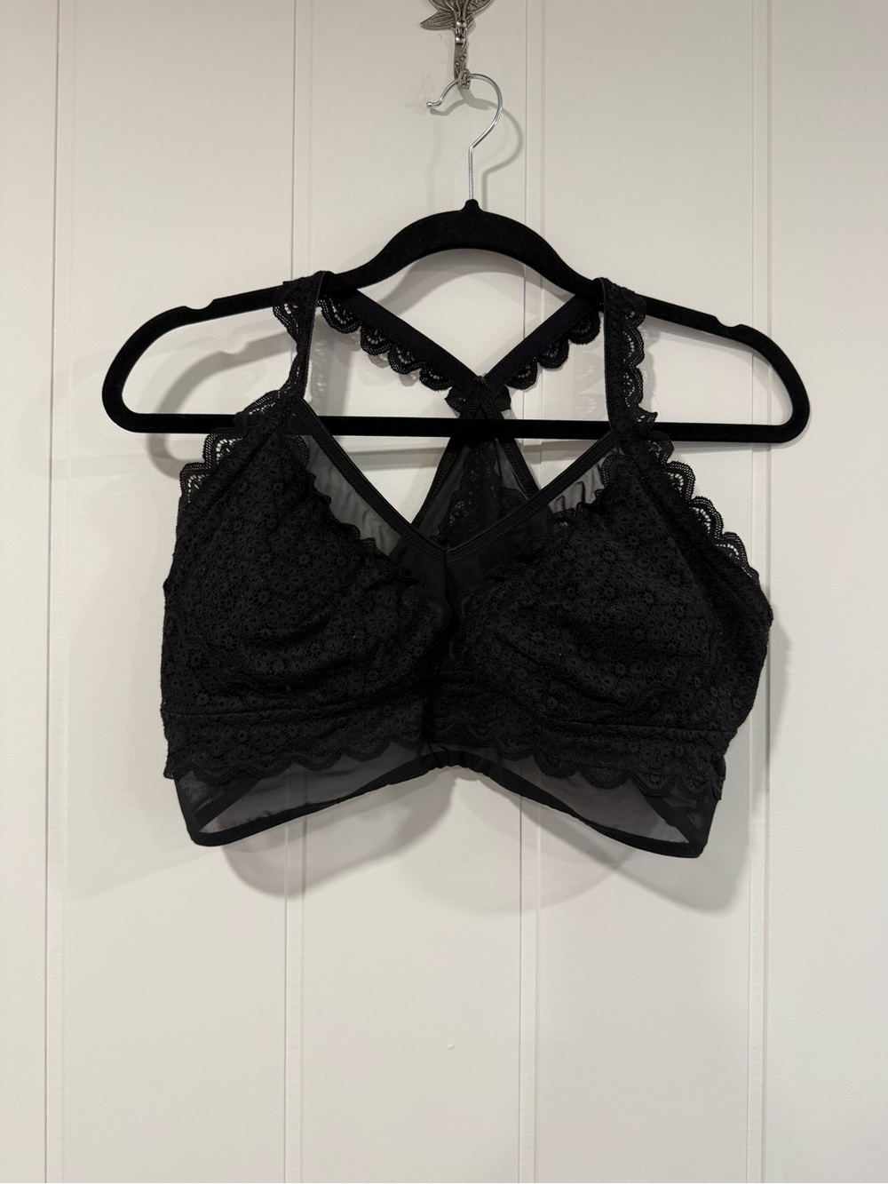 aerie Black Lace Bralette with Crisscross Straps
